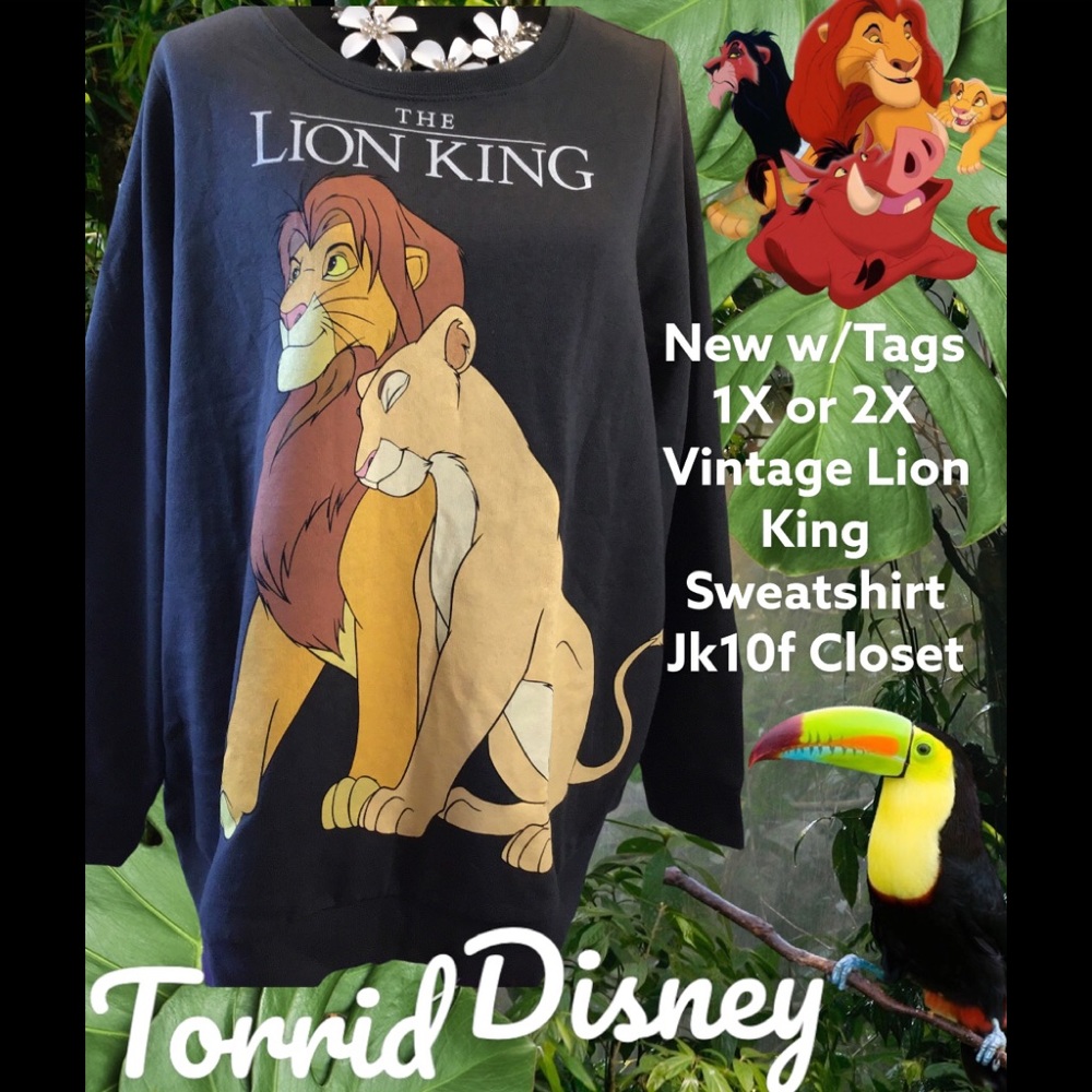LOWEST🌺 NWT TORRID DISNEY 1X 🦁LION KING MUFASA & SIMBA SWEATSHIRT